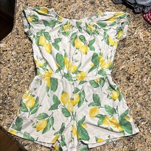 Old Navy Kids Lemon Print Romper - Yellow and Green